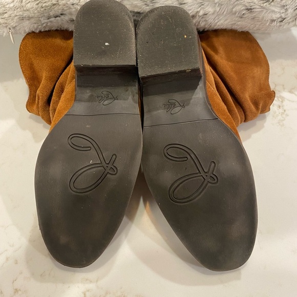 Reba Boot Suede Slouch Western Cowgirl Saddle Cognac Brown Rust Bootie Size 7.5 - Picture 6 of 9